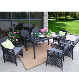 BEACHCREST HOME™ Chadley Rectangular 6 - Person 57.1'' Long Dining Set with Cushions