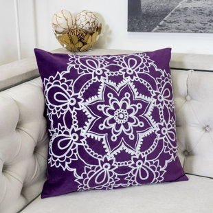 HOMEY COZY Raelle Embroidered Indoor/Outdoor Throw Pillow (Set of 2)