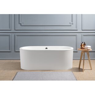 STREAMLINE BATH 67" x 30" Freestanding Soaking Porcelain Enameled Cast Iron Bathtub