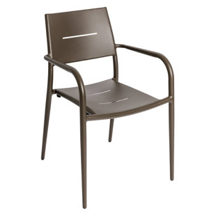 BFM SEATING Hampton Metal Outdoor Stackable Dining Armchair with Cushion