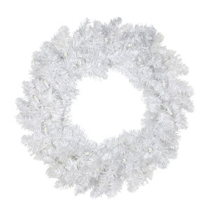 NORTHLIGHT SEASONAL 30" Pre-Lit LED White Pine Artificial Christmas Wreath - Clear Lights