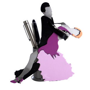 H & K SCULPTURES Desk Accessory Metal Pen Holder