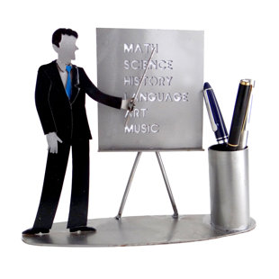 H & K SCULPTURES Desk Accessory Metal Pen Holder
