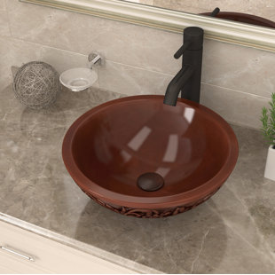 ANZZI Swell 16'' Polished Antique Copper Metal Circular Bathroom Sink