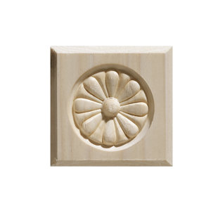 ORNAMENTAL MOULDINGS 3.5'' H x 3.5'' W x 1.07'' D Wood Rosette Applique