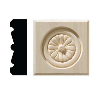 ORNAMENTAL MOULDINGS 4.5'' H x 4.5'' W x 1.07'' D Wood Rosette Applique