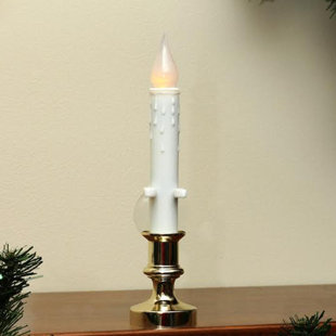 NORTHLIGHT SEASONAL 8.5" Pre-Lit White and Gold LED Flickering Window Christmas Candle Lamp