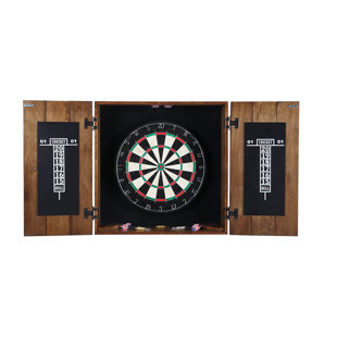 HATHAWAY GAMES Brookline Drifter Solid Wood Dartboard and Cabinet Set