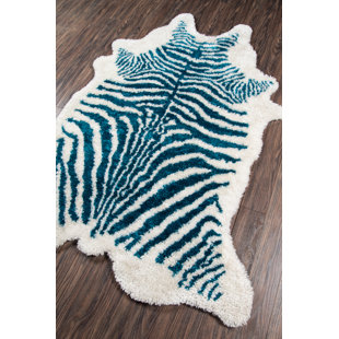 NOVOGRATZ Khalhari Animal Print Handmade Tufted Turquoise/White Area Rug