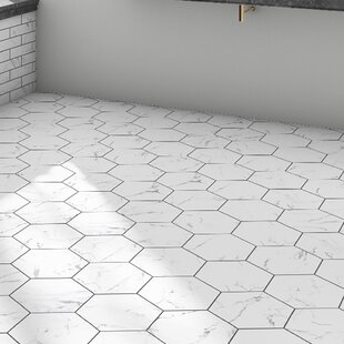 MEROLA TILE Timeless Hex Calacatta 8-5/8" x 9-7/8" Beveled Porcelain Patterned Wall & Floor Tile