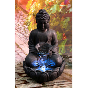 HI-LINE GIFT LTD. Resin Meditating Buddha Fountain with LED Light