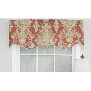 RLF HOME Maybelle Damask Cotton Blend Scalloped 50'' W Window Valance