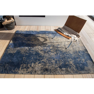 LOUIS DE POORTERE Mad Men Cracks Abstract Machine Woven Blue Area Rug