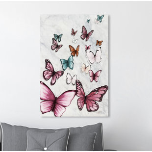 HONEYBEE NURSERY Gerahmte Wanddekoration Tanz der Schmetterlinge auf Marmor