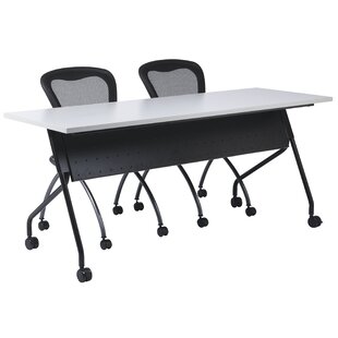 SYMPLE STUFF Rectangle Flip Top Training Table with Casters