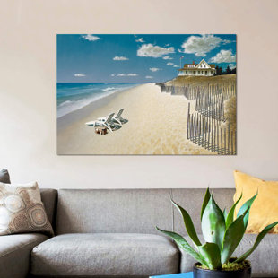 HIGHLAND DUNES 'Beach House View I' by Zhen-Huan Lu Graphic Art Print on Wrapped Canvas