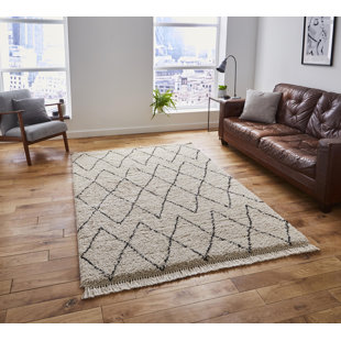 FERNLEAF Boho area rug Machine Woven Rectangle Beige