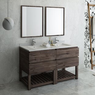 Fresca Formosa 60" Free-Standing Open Bottom Double Sink Bathroom Vanity Set with Mirror