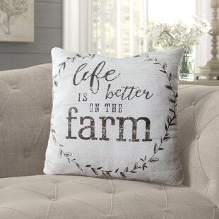 14 KARAT HOME INC. Farmhouse Throw Pillow Life is Better on the Farm Indoor/Outdoor Cotton Throw Pillow Cover