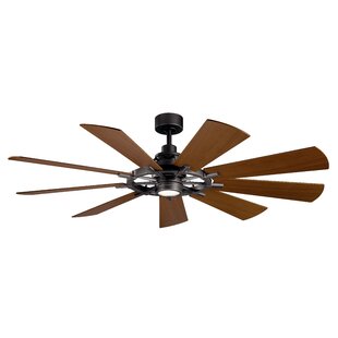 KICHLER LIGHTING Kichler Gentry 65" 9 - Blade LED Windmill Ceiling Fan with Wall Control and Light Kit Included