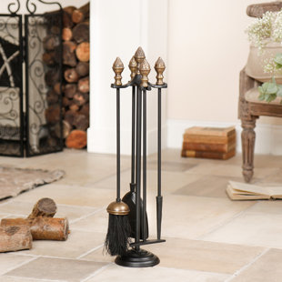 DCOR DESIGN Acorn 5 Piece Iron Fireplace Tool Set