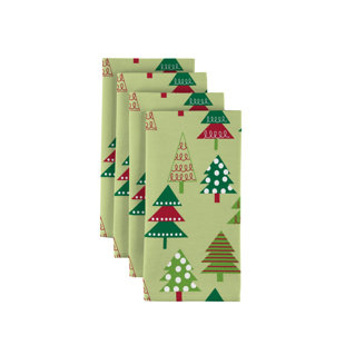 FABRIC TEXTILE PRODUCTS, INC. Decorated Christmas Tree 18" Napkins (Set of 12)