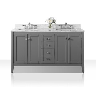 ANCERRE DESIGNS Shelton 60'' Free Standing Double Bathroom Vanity with Marble Top