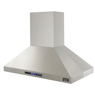 Kucht Professional 48" Stainless Steel 1200 CFM Ducted (Vented) Island Range Hood with Baffle Filter