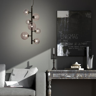 MIKADO LIVING Yoder 7 - Light Black/Silver Unique/Statement Pendant