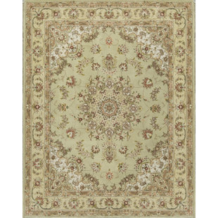 BOKARA RUG CO., INC. Hand-Knotted High-Quality Light Green and Gold Area Rug