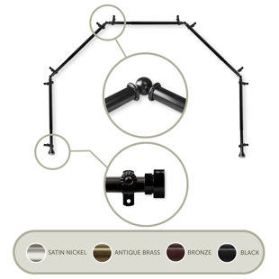 RED BARREL STUDIO® Lyndhurst Adjustable Overall Width Bay Window Single Curtain Rod