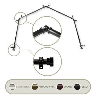 RED BARREL STUDIO® Lyndhurst Adjustable 0.81'' Diameter Bay Window Single Curtain Rod