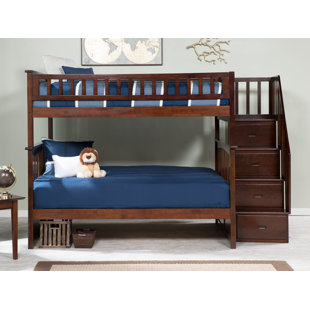 VIV + RAE™ Blaisdell Staircase Full Over Full Solid Wood Bunk Bed with Storage Drawers and Shelves