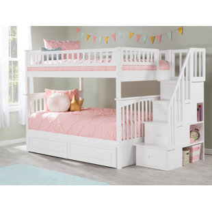 Blaisdell Full Over Full Solid Wood Staircase Bunk Bed with Storage by Viv + Rae™