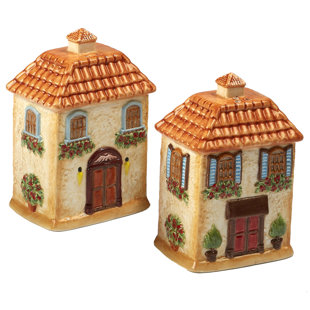 Certified International Piazzette 3D Villa Salt & Pepper Shaker Set
