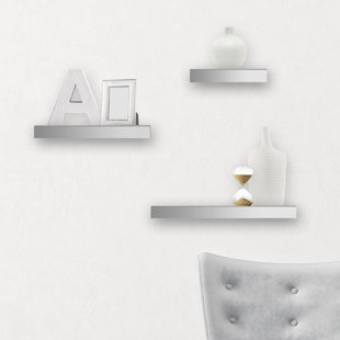 ORREN ELLIS Glenaire Mirrored Glass Decorative Wall Mount Floating Shelf, 22" x 4"