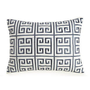 Ayesha Curry Greek Key Embroidered Cotton Throw Pillow