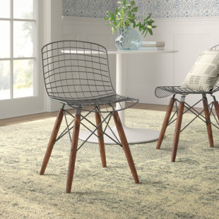 WILLISTON FORGE Nace Metal Slat Back Side Chair in Natural metal (Set of 2)