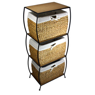 PANGAEA HOME AND GARDEN Seagrass Basket Storage 17'' Wide 3 -Drawer File Cabinet