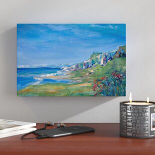 HOUSE OF HAMPTON 'Shimmering Devon Cliffs' by Valerie Johnson Painting Print on Wrapped Canvas