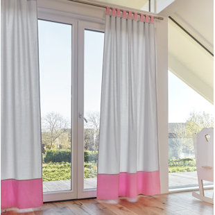 KRAFTKIDS 100% Cotton Room Darkening Tab Top Curtain Pair (Set of 2)