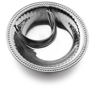 Wilton Armetale Flutes and Pearls Small Round Chip and Dip Server, 11-Inch, Silver