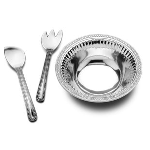 WILTON ARMETALE Flutes and Pearls Medium 3-Piece Salad Serving Set, 3-Quarts