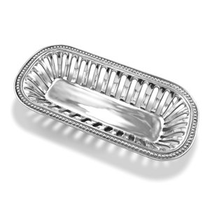 Wilton Armetale Flutes and Pearls Bread Serving Basket, 15-Inch-by-7.25-Inch