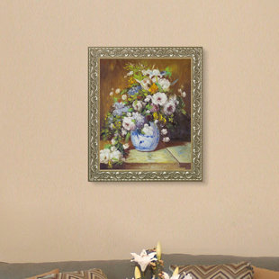 VAULT W ARTWORK Grande Vase Di Fiori Framed On Canvas by Pierre-Auguste Renoir Painting