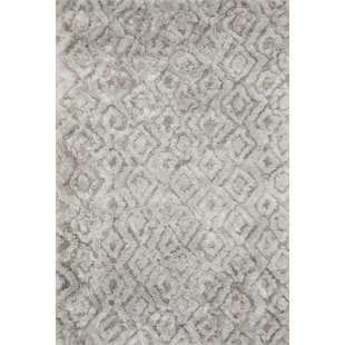 JUSTINA BLAKENEY X LOLOI Caspia Geometric Hand Tufted Shag Silver Rug