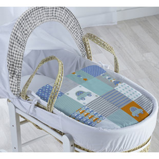 KINDER VALLEY Patchwork Cars Moses Basket with Bedding