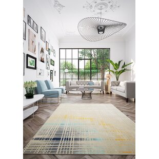 LONGWEAVE Tryphosa Plaid Machine Woven Beige/Blue/Yellow Area Rug