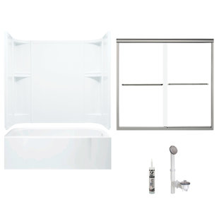 STERLING BY KOHLER 60" W x 72" H Frameless Rectangle Sliding Tub & Shower Kit with Towel Bar and Base Included