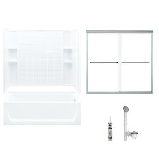 STERLING BY KOHLER 60" W x 74" H Frameless Rectangle Sliding Tub & Shower Kit with Towel Bar and Base Included